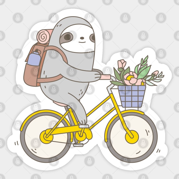 Biking Sloth Sticker by Noristudio